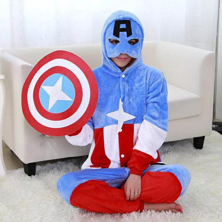 pijama adulto captain america capitao america Pijama Pokemon Snorlax besta onesies adulto kigurumi animal tubarão pijamas lemur pijamas pijamas pijamas carnaval fantasias cosplay