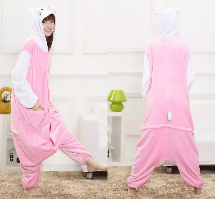pijama adulto hello kitty rosa e branco Pijama Adulto Urso Polar