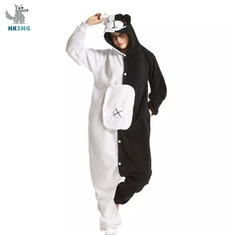 pijama danganronpa adulto kigurumi urso pijamas animais preto branco urso Pantufa Pão Ensolarado everest hambúrguer chinelo inverno sapatos quentes linda família festa sapatos tipos de pão 36-40