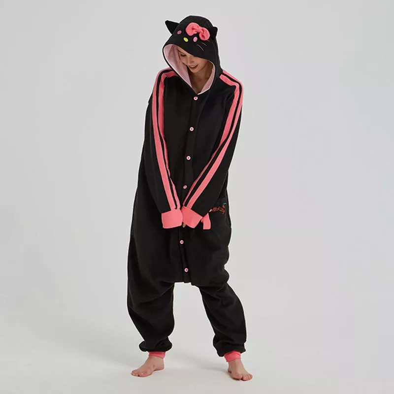 pijama hello kitty gatinho preto kigurumis feminino menina casa pijama Pijama Elmo engraçado feminino onesie pijama monstro biscoito homem adulto kigurumis cosplay traje uma peça pijamas com capuz pijamas