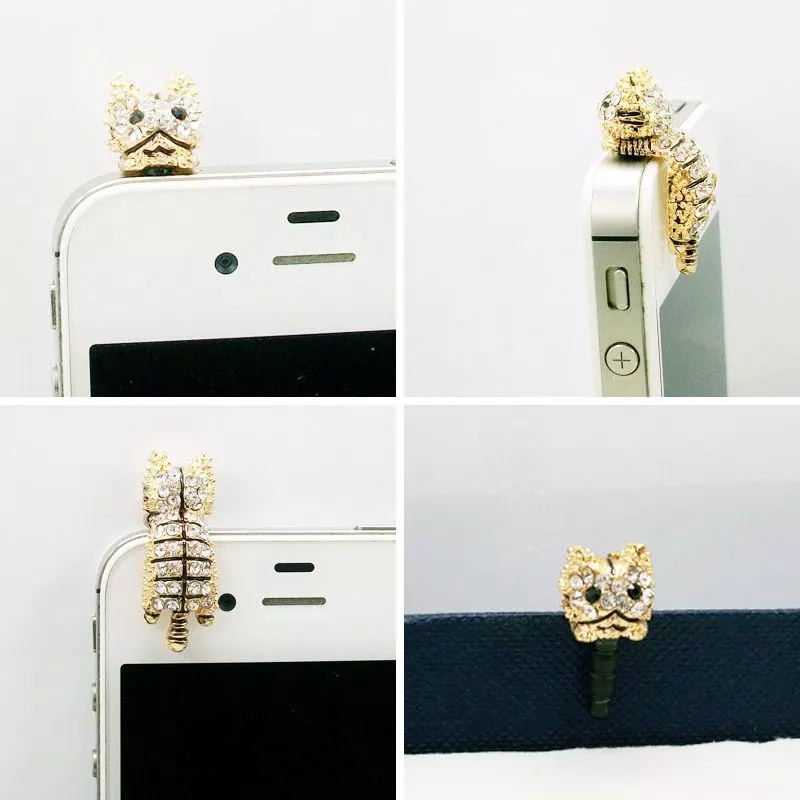 Plug Anti-Poeira Gato Strass 3.5mm