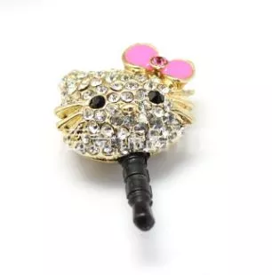 Plug Anti-Poeira Hello Kitty Strass 3.5mm