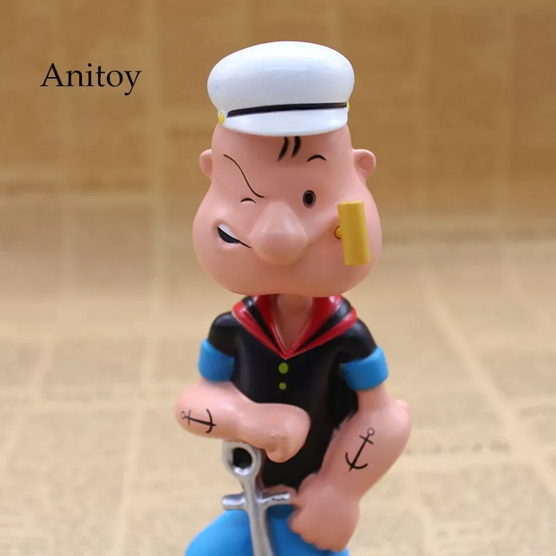 popeye dos desenhos animados o marinheiro homem wobbler cabeca bobble pvc popeye Action Figure 18 CM One Piece Luffy Anime brinquedos Collectible Action Figure PVC brinquedos com caixa de varejo para presente de natal frete grátis