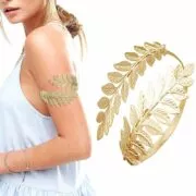 Prata banhado a ouro grego folha de louro pulseira braçadeira braço superior manguito armlet festival nupcial dança do ventre jóias