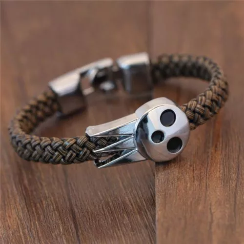 Pulseira Bracelete Anime Cosplay Soul Eater Death The Kid Caveira Regulável Prata