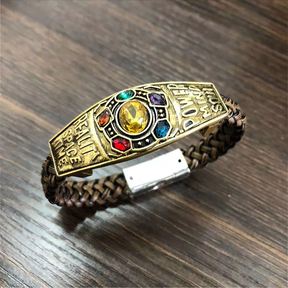 pulseira bracelete marvel thanos joias do infinito Pulseira dança do ventre da noiva, bracelete retrô grego romano com folha de louro