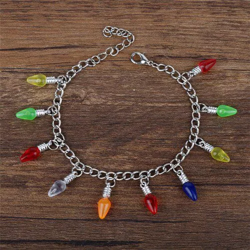 pulseira bracelete stranger things luzes cores Colar borboleta novo design de moda lindo borboleta colar doce 12 cores transparente corrente de cristal para mulheres meninas festa jóias presente