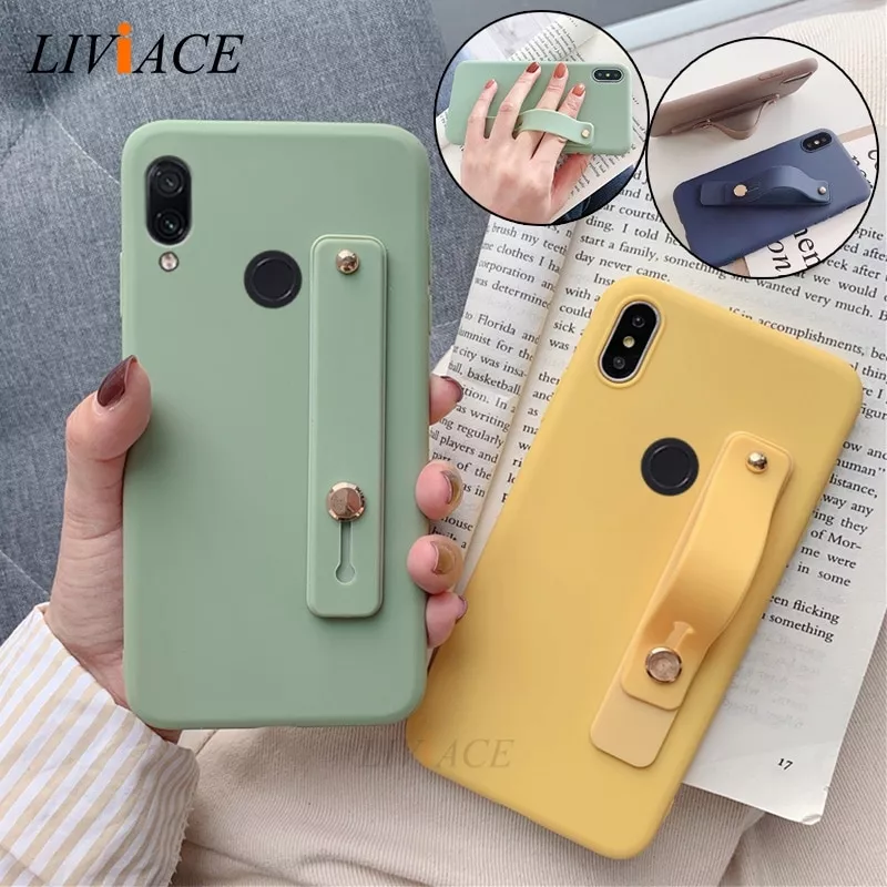 pulseira de pulso banda de mao silicone caso para xiaomi redmi nota 7 8 6 Capinha celular case Anti queda caso do telefone na para xiaomi poco f2 x2 m2 pro caso redmi 9 9a 9c 8 8a nota 7 8 9 à prova de choque transparente capa de silicone