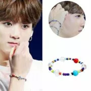 Pulseira Kpop bangtan meninos jung kook jungkook pulseira de jóias cadeia frisada pulseira de contas redondas pulseira atacado novo atacado
