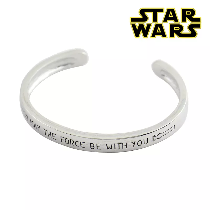 Pulseira Star wars pulseiras pulseira a força desperta pode a força ser com você mão carimbado aberto sabre de luz na moda jóias pulseira homem