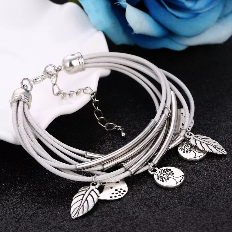 pulseira wrap pulseiras para mulher tira cor folha passaro varias camadas Kpop pequeno colar de aço inoxidável amizade presente simples círculo redondo charme gargantilha colar pingente graduação jóias homem