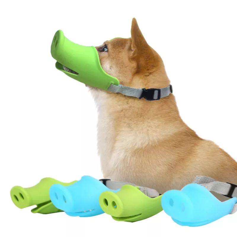 Respirável Porco Bonito Focinho Cão Parada Bark Mordida Boca Silicone Anti-mordida de Cão Focinhos Máscara Ajustável para Cão Pequeno animais de estimação Azul Verde