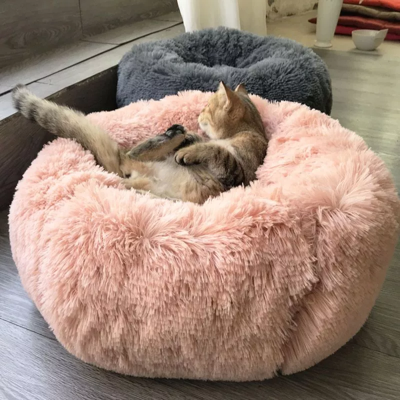 round cat bed long plush super soft pet bed kennel dog cat winter warm sleeping bag HOOMIN Pet Fur Knot Cutter Dog Grooming Shedding Rake Dog Cat Hair Removal Comb Pet Brush Grooming Tool