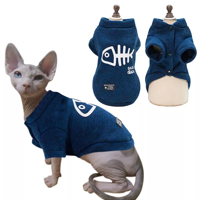 Roupa de gato e cachorro outono inverno para gatos, casaco quente para cães e gatos, estampado, fantasia para animais de estimação