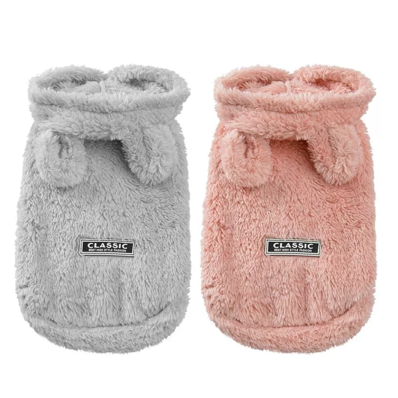 Roupas de cão de inverno quente velo filhote de cachorro pet casaco jaqueta bonito com capuz trajes do cão roupas para cães pequenos gatos chihuahua pug roupas