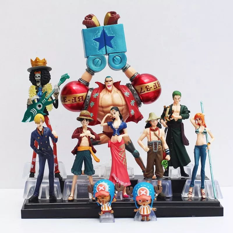 set 10pcs action figure one piece 2 years later luffy nami roronoa zoro hand done Luminária One Piece luz da noite luffy sanji zoro nami 3d led ilusão toque lâmpada mesa figura ação óptica lâmpada cabeceira decoração lâmpada mesa