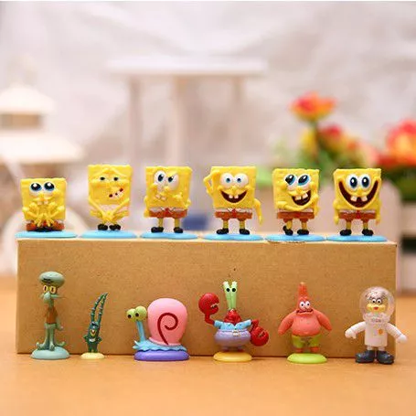 set 12 pecas action figure nickelodeon bob esponja 3 5cm Set 12 Peças Action Figure Nickelodeon Bob Esponja 3-5cm