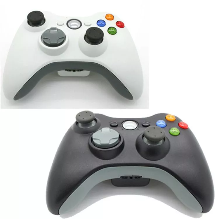 set 2 joysticks controles wireless sem fio microsoft xbox 360 bluetooth branco preto Joystick Controle Wireless Sem-Fio Microsoft XBOX 360 Bluetooth Preto