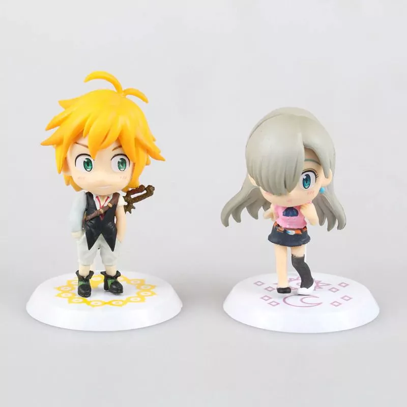 set 2pcs action figure nanatsu no taizai seven deadly sins meliodas elizabeth liones Action Figure 2pcs Anime Demon Slayer Kimetsu no Yaiba Kamado Tanjirou & Nezuko Q Versão PVC Figuras Brinquedo Brinquedos 2 pçs/set