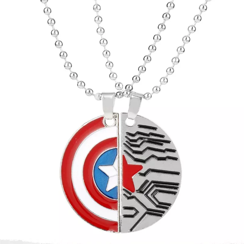 set 2pcs colar capitao america soldado invernal casal escudo brasao vingadores Carteira Guardiões da Galáxia 2 Emblema Marvel DFT-2134