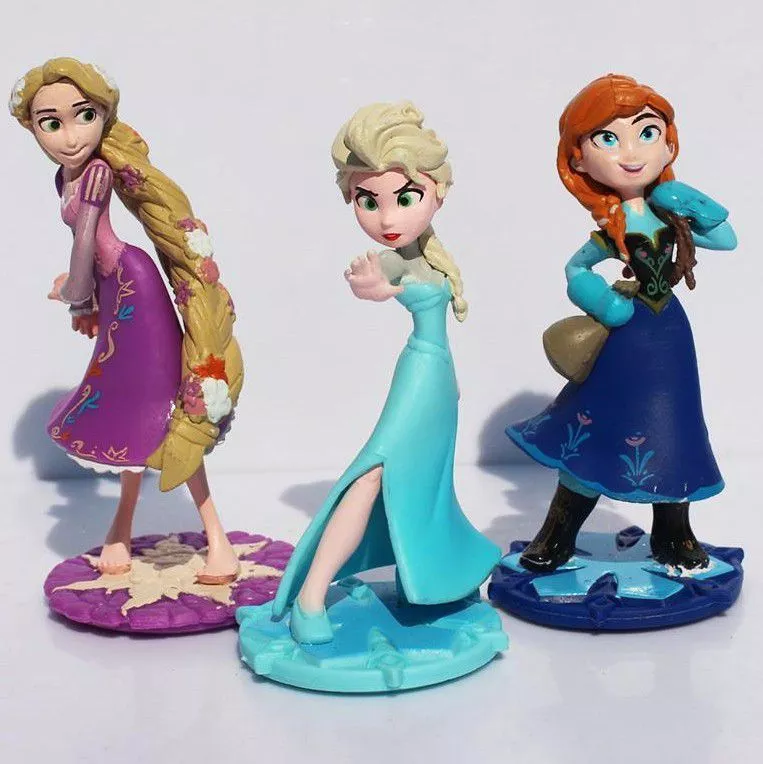 set 3 pecas action figure princesas disney elsa anna rapunzel 10cm Set 5pcs Action Figure Princesas Disney 12cm
