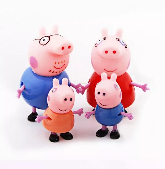 set 4 pecas figure peppa pig george pai mae lancamento 9cm Pijama Adulto Morcego