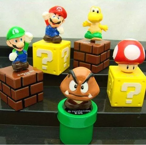 set 5 pecas action figure nintendo mario 5cm Set 5 Peças Action Figure Nintendo Mario 5cm