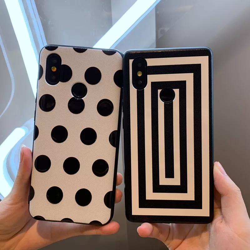 simples preto e branco padrao de silicone suave tpu case capa para xiao mi Capinha celular case Mármore rachadura matte casos de telefone para iphone 12 mini 11 pro max se 2020 xs max xr x 7 8 plus capa de silicone macio tpu imd volta