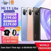 Smartphone versão global xiaomi mi 11 lite smartphone snapdragon 732g octa núcleo 64gb/128gb 64mp câmera traseira 4520mah nfc