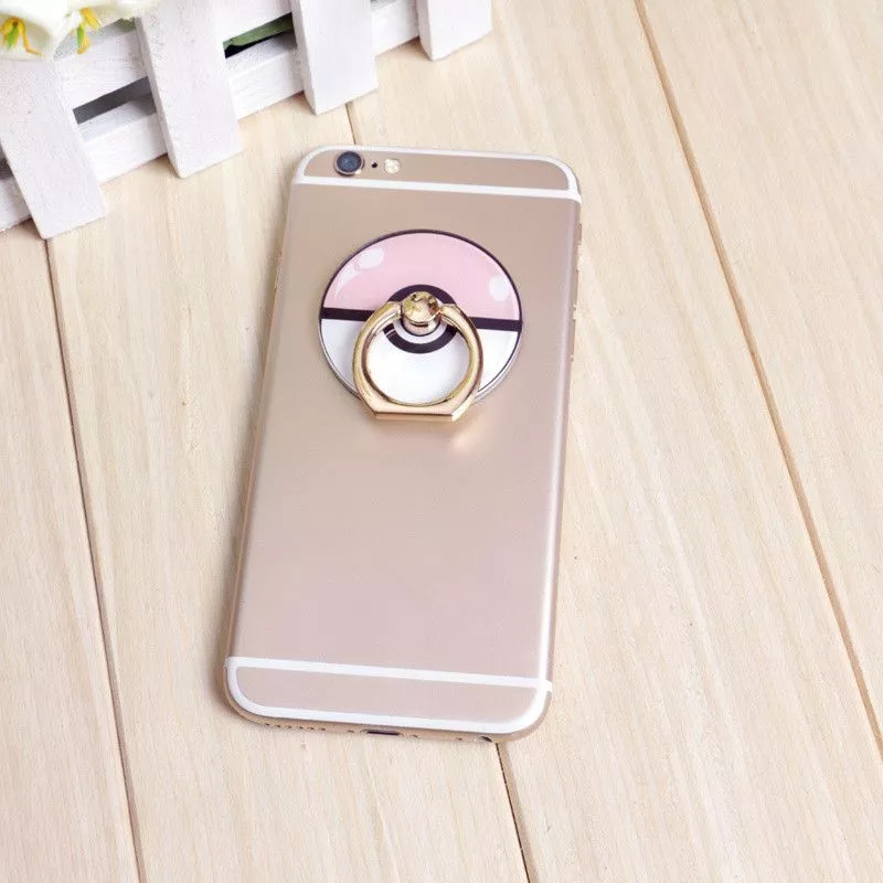 suporte anel dedo para celular anime pokemon pokebola rosa Suporte Anel Dedo Para Celular Coração Pixel 5859