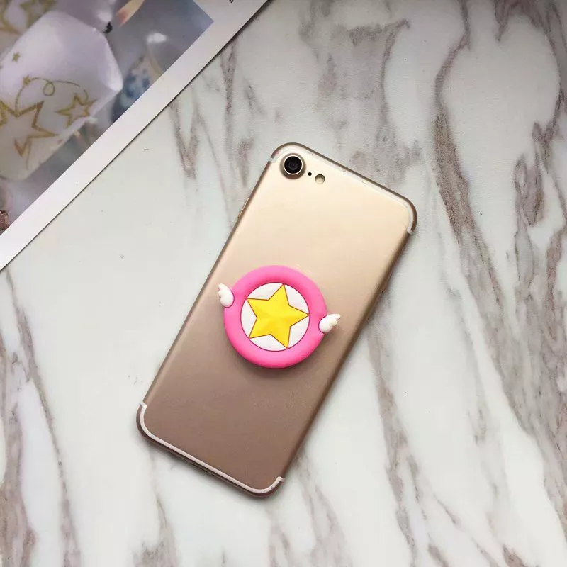 suporte anel dedo para celular sakura card captors anime Suporte Anel Dedo Para Celular Metal Fosco Dourado