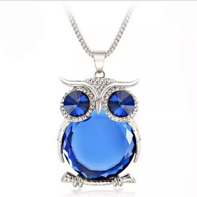 swarovski colar Coruja de cristal Projeto Colar De Pingente De Strass Para As Mulheres Camisola Longo Colar de Roupas e Acessórios das mulheres Animais