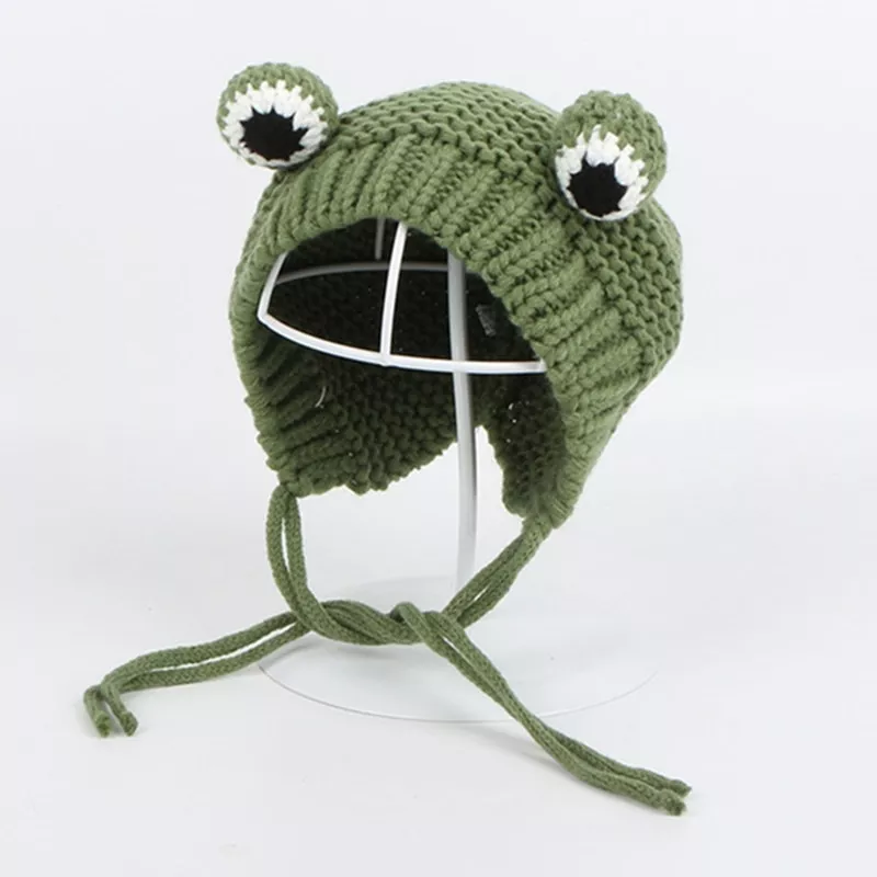 touca gorro sapo dos desenhos animados cor solida malha chapeu do inverno Touca Gorro Sapo Dos Desenhos Animados cor sólida malha chapéu do inverno chapéu morno Skullies cap beanie chapéu para o miúdo menino e menina 75