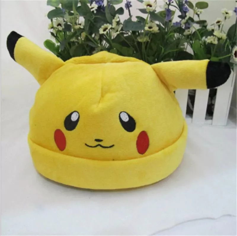 touca pikachu pokemon 1 Touca Kirby elástico dos desenhos animados boné inverno manter quente bordado chapéu de malha brinquedos de pelúcia para crianças presente aniversário da menina