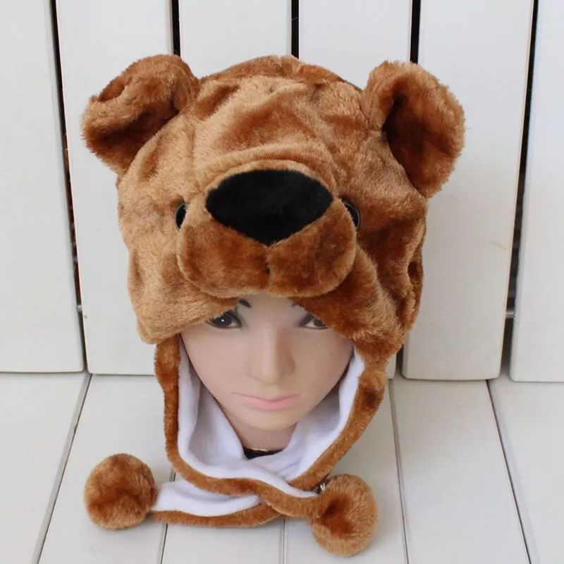 touca urso marrom grizz Bonito Animal De Pelúcia Sorridente Marrom Ovelha De Pelúcia Beanie Macio Capa Chapéu Adulto Das Mulheres Mornas do Inverno Dos Miúdos Das Crianças Meninas Traje Cosplay