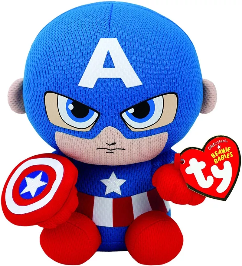 Ty beanie bebês capitão américa pelúcia brinquedos recheados 15cm