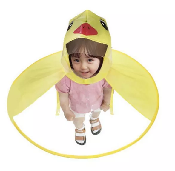 Ute capa de chuva dos desenhos animados pato crianças capa de chuva ufo crianças chapéu guarda-chuva mágico mãos livres topos meninos e meninas poncho à prova vento do bebê