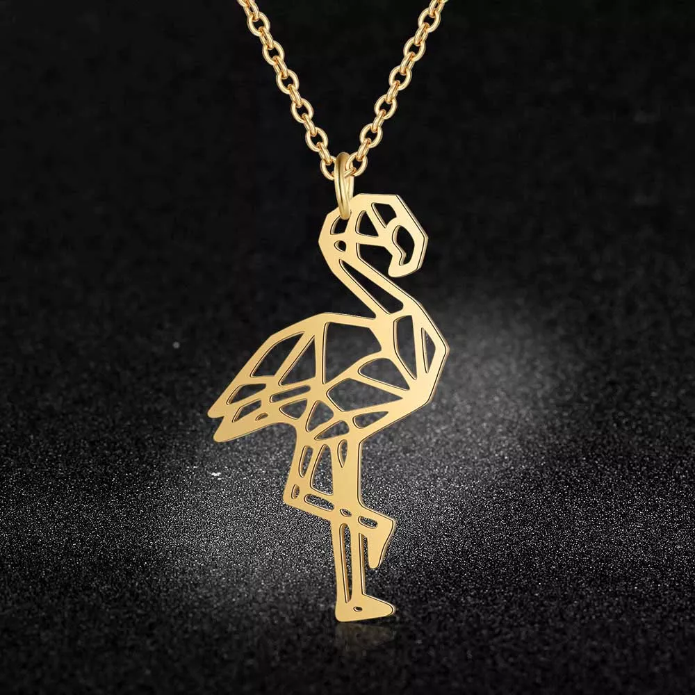 Vnistar Unique Necklaces Amazing Quality 100% Stainless Steel  Animal Flamingo Necklace for Women Fashion Jewelry JN024
