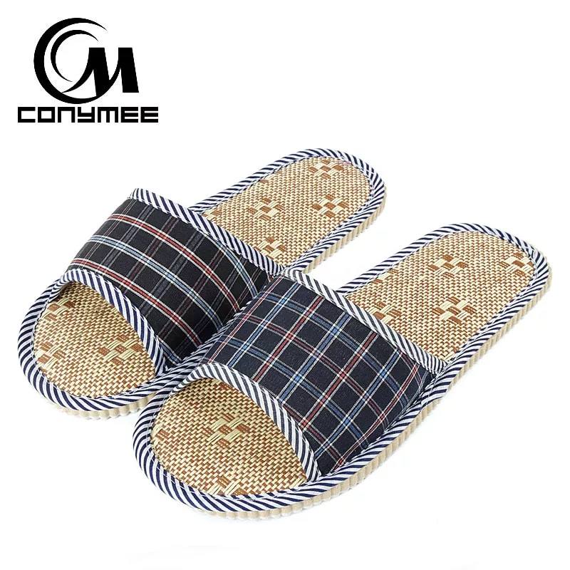 YM-PMSH Piso Interior Mens Sapatos Casuais Chinelos de Praia Verão Sandálias Respirável Linho Linho Casa Chinelos Masculinos Flip Flops Banho Homens Tamanho Grande Chinelos Quarto Sapatos Anti Skid Banheiro Chinelos
