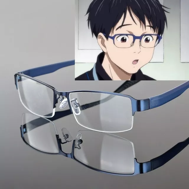 yuri on ice katsuki yuuri oculos com lente cosplay oculos acessorios Óculos 1 pçs vintage steampunk triângulo óculos de sol feminino eyewear metal retro tons óculos de sol vintage doces cor óculos de sol