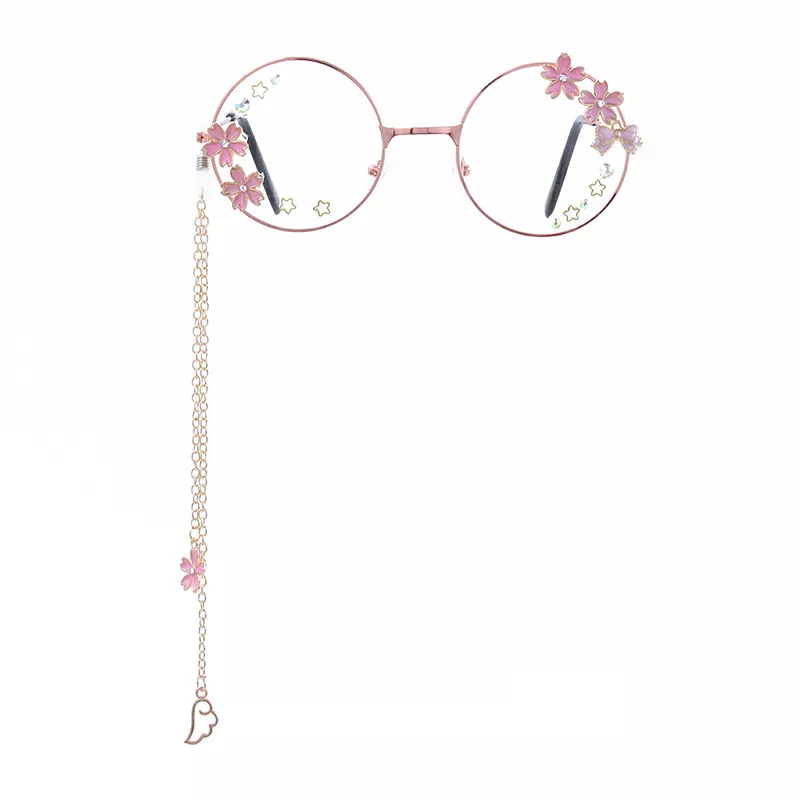 Sakura pingente ótico artesanal retrô gótico, armação de óculos ótico transparente, óculos de vidro com laço 2