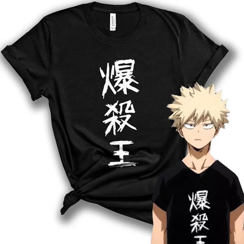 Camiseta de manga curta My Hero Academia Boku no Hero Academy harajuku, camisa de manga curta unissex do anime my hero academia bakugou 1