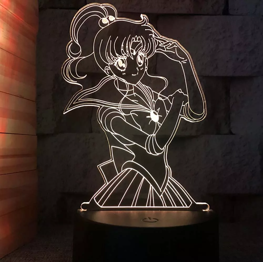 1064628965 Luminária Sailor Moon Anime Tsukino usagi pequena senhora serenidade chiba mamoru figura noite luz da lâmpada anime acrílico chibiusa hino rei nightlight lava lâmpada