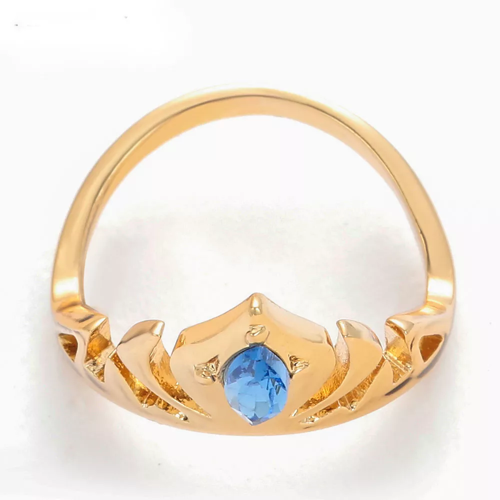 1068845732 Anel dourado elsa coroa anel vintage clássico jewery anéis presente para meninas elas cosplay traje dos desenhos animados azul jóias anel feminino