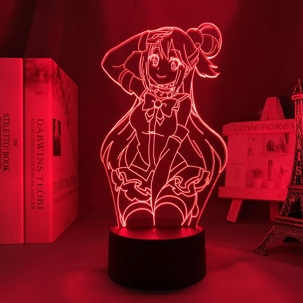 1074160034 Luminária Konosuba Anime aqua luz noturna, para decoração de quarto, para crianças, presente de dia das bruxas, mesa de sala, acrílico