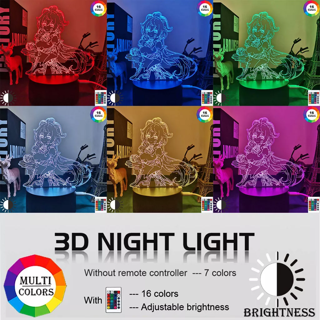 Luminária Genshin Impact Lâmpada noturna de led em acrílico ganyu led luz noturna jogo 2