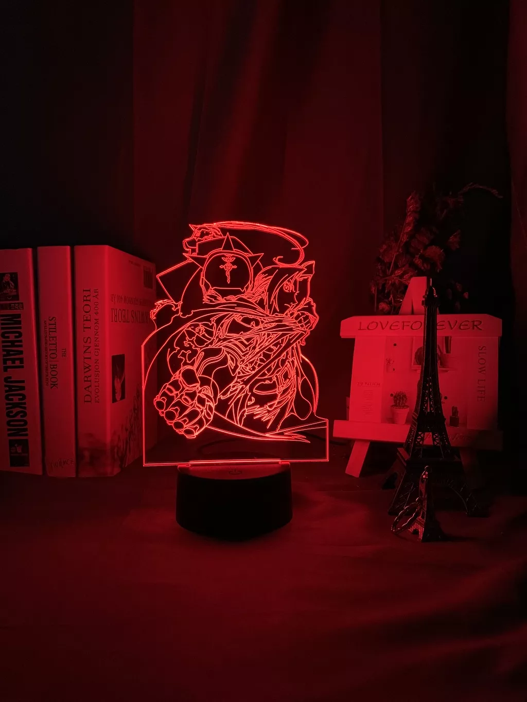 1117723190 Luminária Anime Fullmetal Alchemist Edward Elrick de metal. muda de cor, luz noturna infantil e decorativa para o quarto das crianças, com usb.