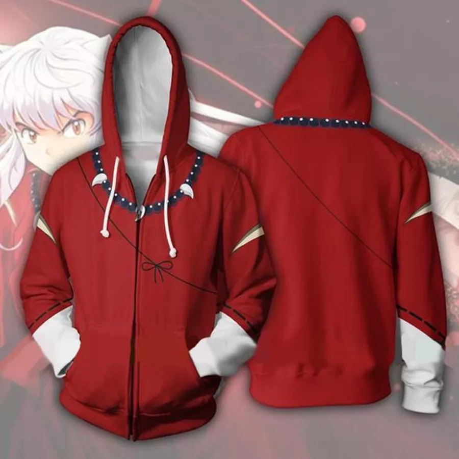 Blusa de frio Jaqueta Anime inuyasha cosplay traje lzayoi anime moletom com capuz jaqueta de poliéster casacos para a primavera outono 1