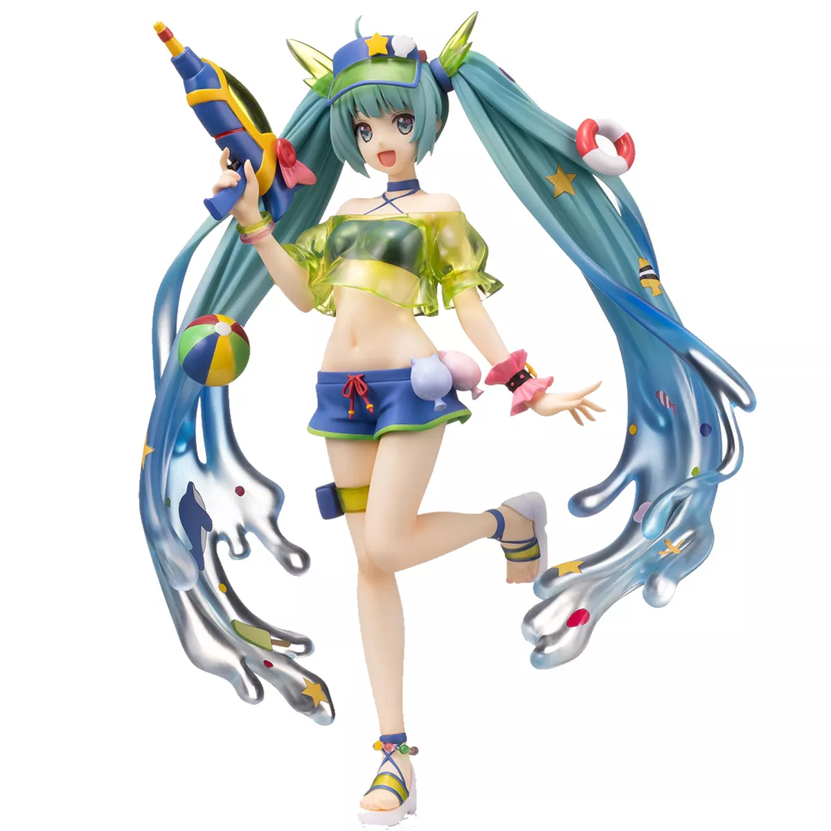 Action Figure Vocaloid Hatsune Miku figura spm verão pistola de água 22cm pvc anime estatueta modelo brinquedos para meninas presente 2