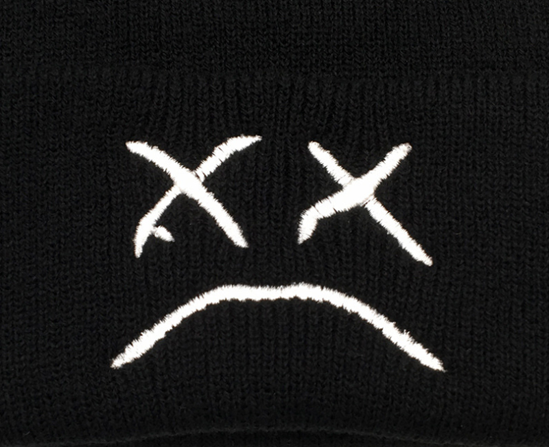 1179185728 Novo gorro bordado lil peep branco e preto., boné de malha tricotada masculino e feminino de hip hop quente para outono e inverno.